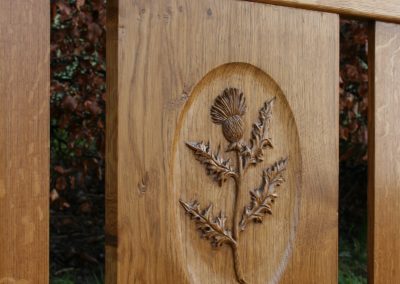 Hand carved oak panel + dedication